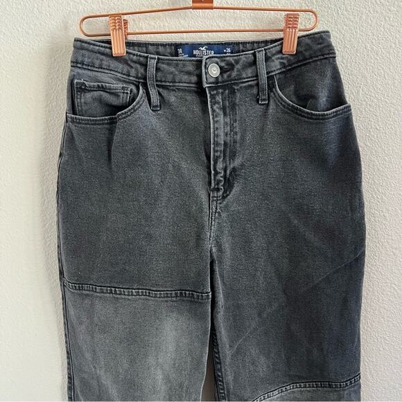 Hollister Ultra High Rise Dad Jeans Black Gray Patch Denim Jeans W26 L31 3R - Picture 5 of 8